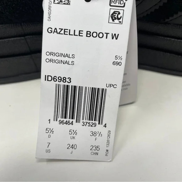 Adidas Gazelle High Boots Triple Black Women’s Athletic Sneakers ID6983 - NWT - Picture 13 of 14